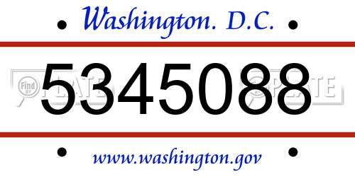 5345088 District Of Columbia License Plate