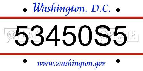 53450S5 District Of Columbia License Plate