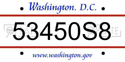 53450S8 District Of Columbia License Plate