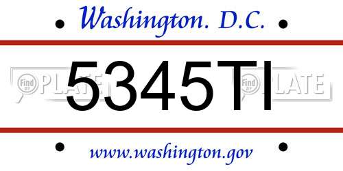 5345TI District Of Columbia License Plate