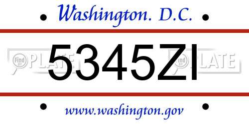 5345ZI District Of Columbia License Plate