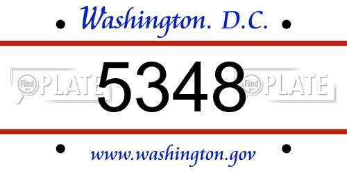5348 District Of Columbia License Plate