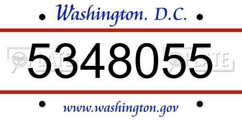 5348055 District Of Columbia License Plate
