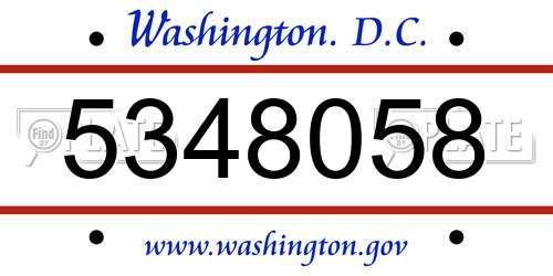 5348058 District Of Columbia License Plate