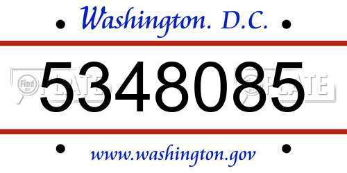 5348085 District Of Columbia License Plate