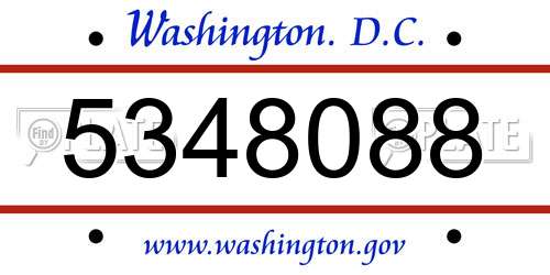 5348088 District Of Columbia License Plate
