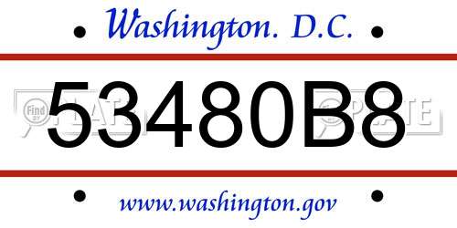 53480B8 District Of Columbia License Plate