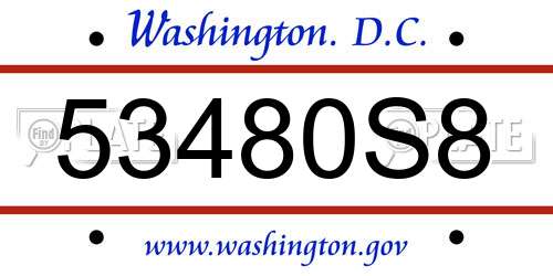 53480S8 District Of Columbia License Plate