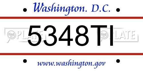 5348TI District Of Columbia License Plate