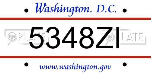 5348ZI District Of Columbia License Plate