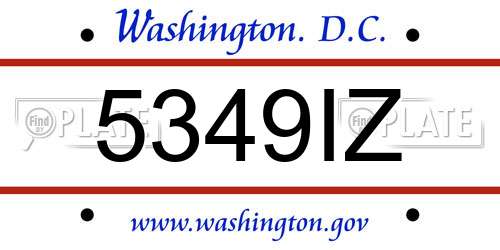 5349IZ District Of Columbia License Plate