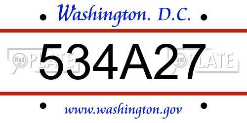 534A27 District Of Columbia License Plate