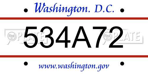 534A72 District Of Columbia License Plate