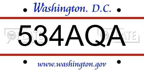 534AQA District Of Columbia License Plate