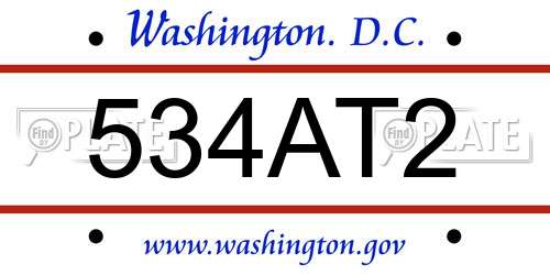 534AT2 District Of Columbia License Plate