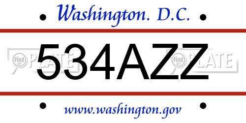 534AZZ District Of Columbia License Plate