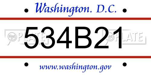 534B21 District Of Columbia License Plate