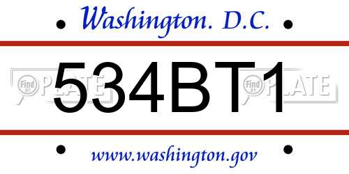 534BT1 District Of Columbia License Plate