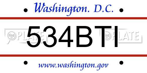 534BTI District Of Columbia License Plate