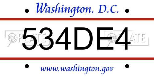 534DE4 District Of Columbia License Plate