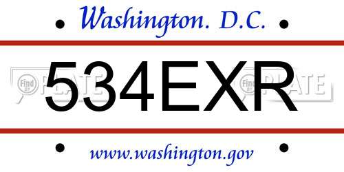 534EXR District Of Columbia License Plate