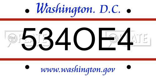 534OE4 District Of Columbia License Plate