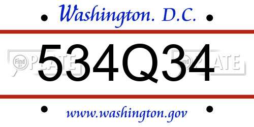 534Q34 District Of Columbia License Plate