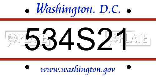 534S21 District Of Columbia License Plate