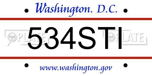 534STI District Of Columbia License Plate