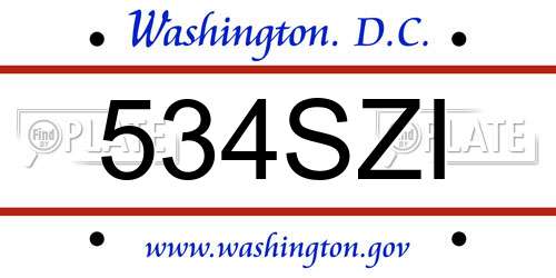 534SZI District Of Columbia License Plate