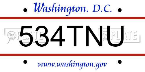 534TNU District Of Columbia License Plate