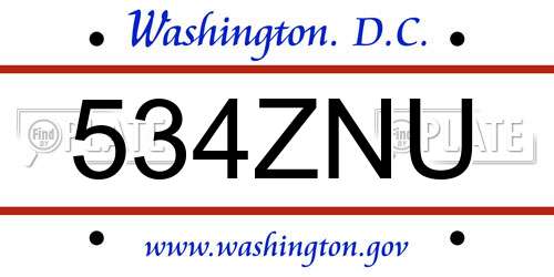 534ZNU District Of Columbia License Plate
