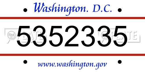 5352335 District Of Columbia License Plate