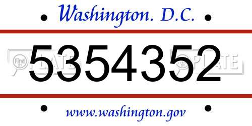 5354352 District Of Columbia License Plate
