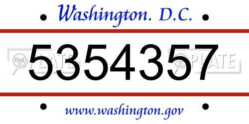 5354357 District Of Columbia License Plate