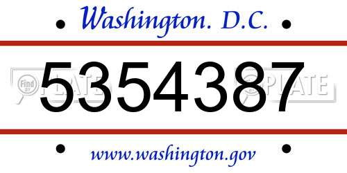 5354387 District Of Columbia License Plate