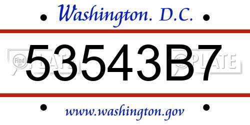 53543B7 District Of Columbia License Plate