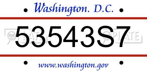 53543S7 District Of Columbia License Plate