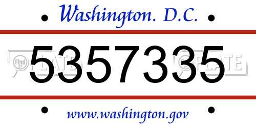 5357335 District Of Columbia License Plate