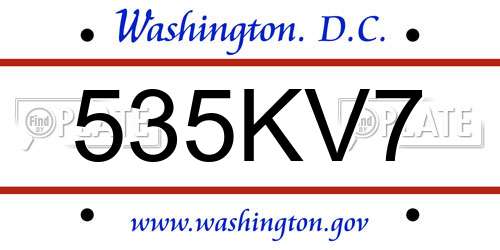 535KV7 District Of Columbia License Plate