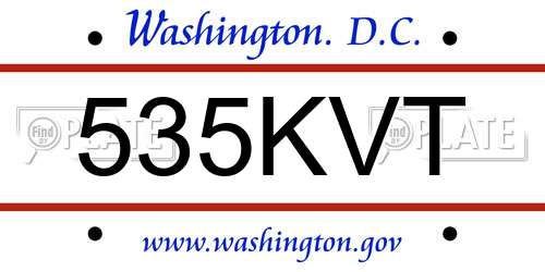 535KVT District Of Columbia License Plate