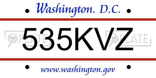 535KVZ District Of Columbia License Plate