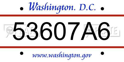 53607A6 District Of Columbia License Plate