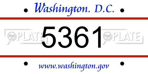 5361 District Of Columbia License Plate