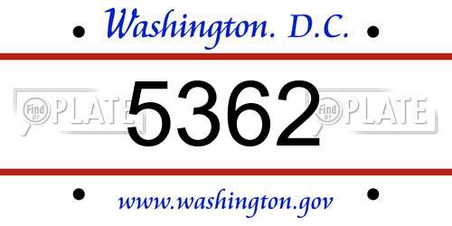 5362 District Of Columbia License Plate