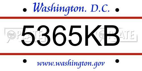 5365KB District Of Columbia License Plate