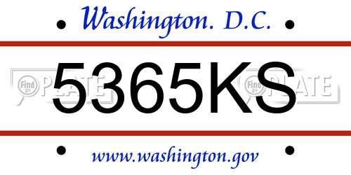 5365KS District Of Columbia License Plate
