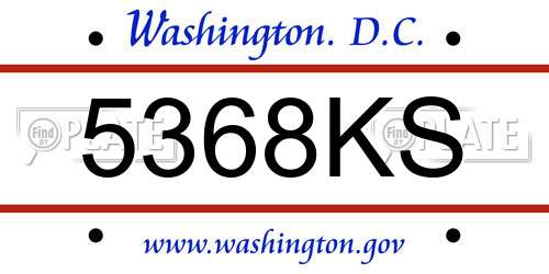 5368KS District Of Columbia License Plate