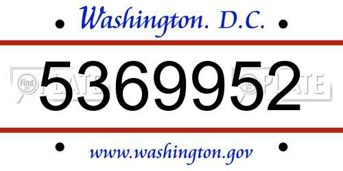 5369952 District Of Columbia License Plate