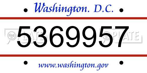 5369957 District Of Columbia License Plate